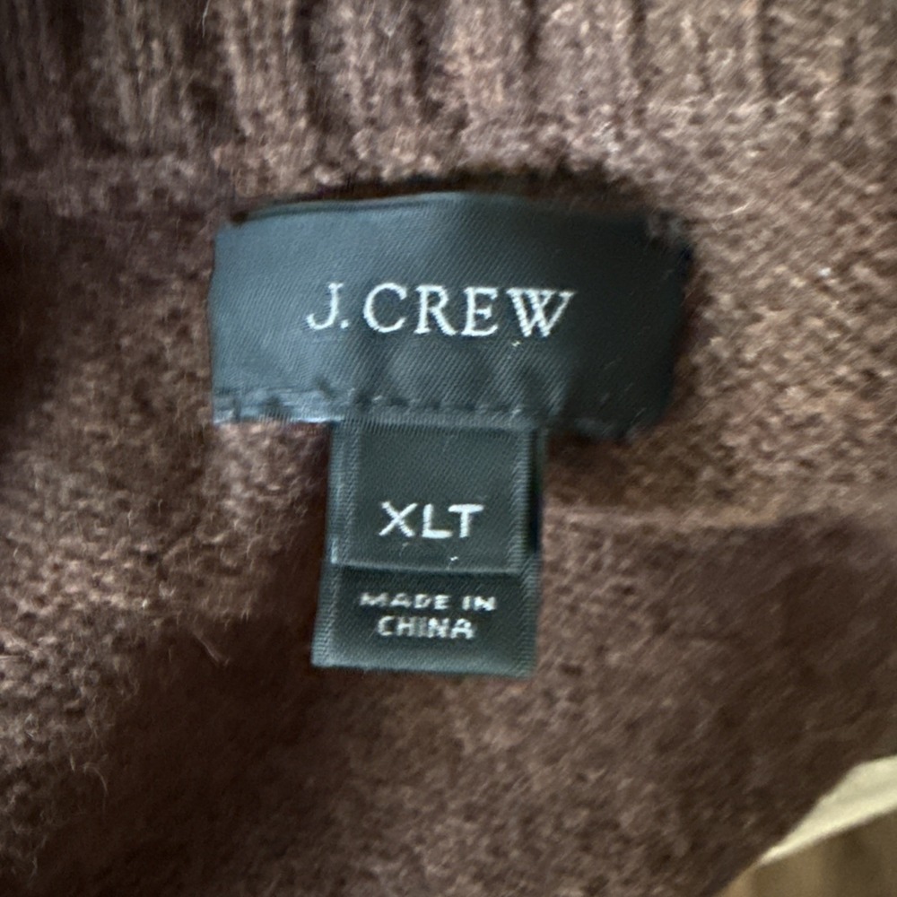 J Crew Sweater Mens Size XLT Brown Lambswool 1/4 Zip Pullover Classic Neutral‎ - Picture 3 of 8